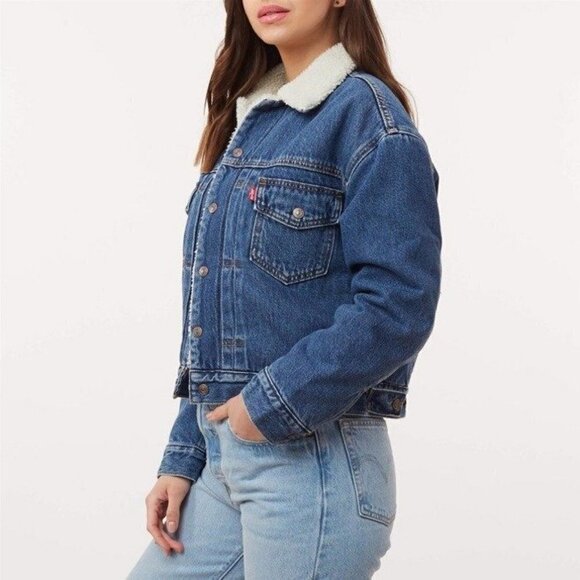 Levi's New Heritage Sherpa Jacket in Hot Head - Picture 3 of 16